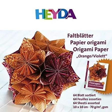 Heyda Faltblätter Fleurogami orange/violett, 64 Blatt