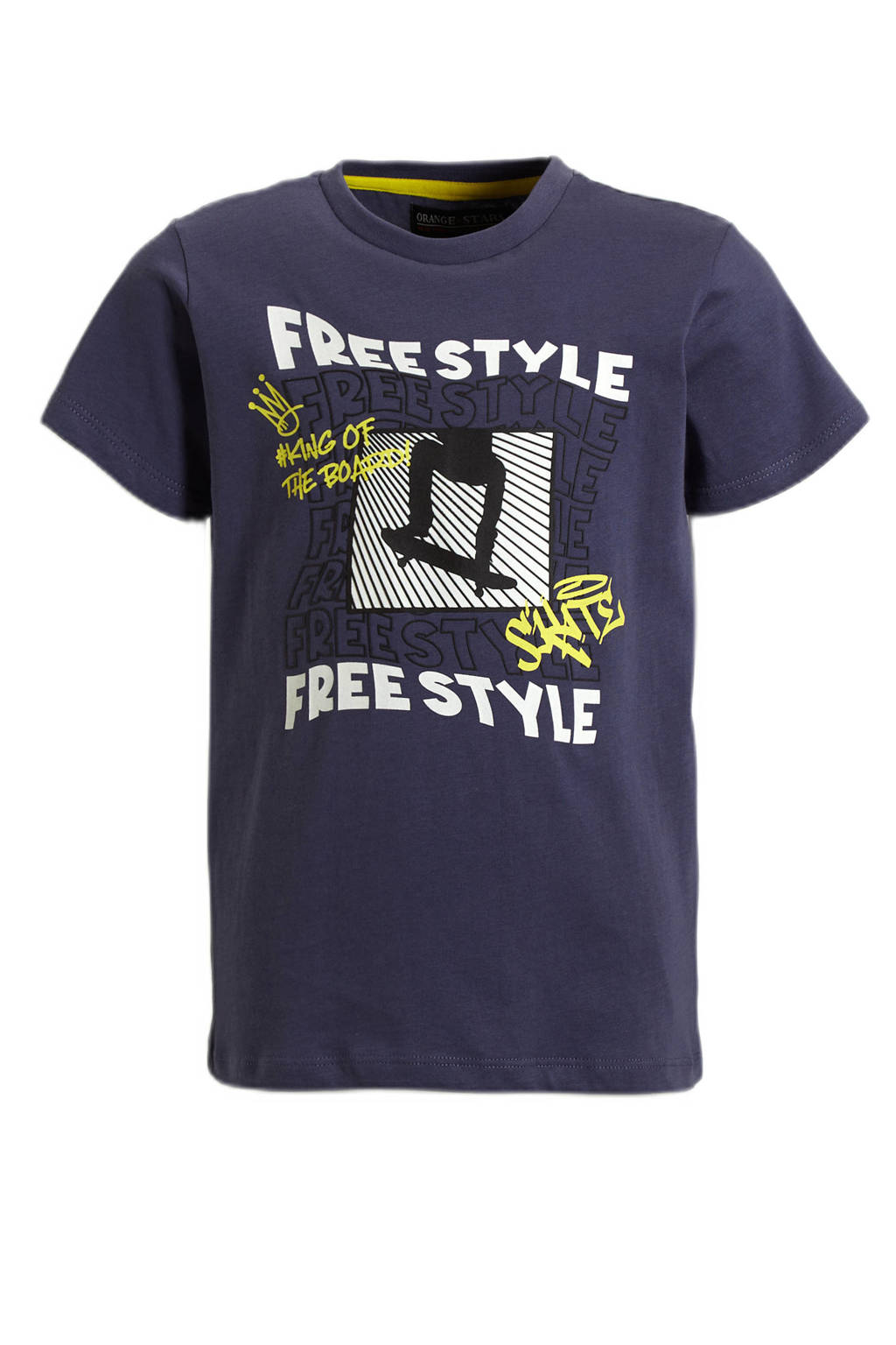 Orange Stars T-shirt Philip met printopdruk blauw