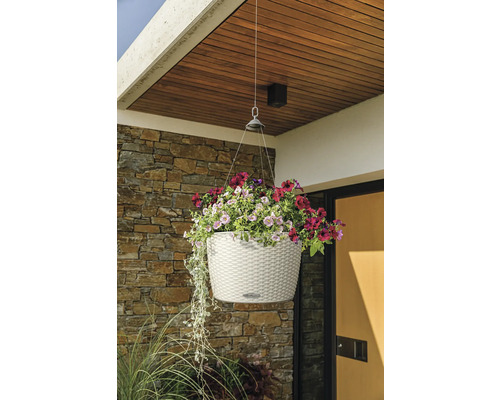 Lechuza Nido Cottage kunststof plantenbak 35 x 35 x 23 cm wit incl. zelfbewateringssysteem, planteninzet en waterniveau-indicator