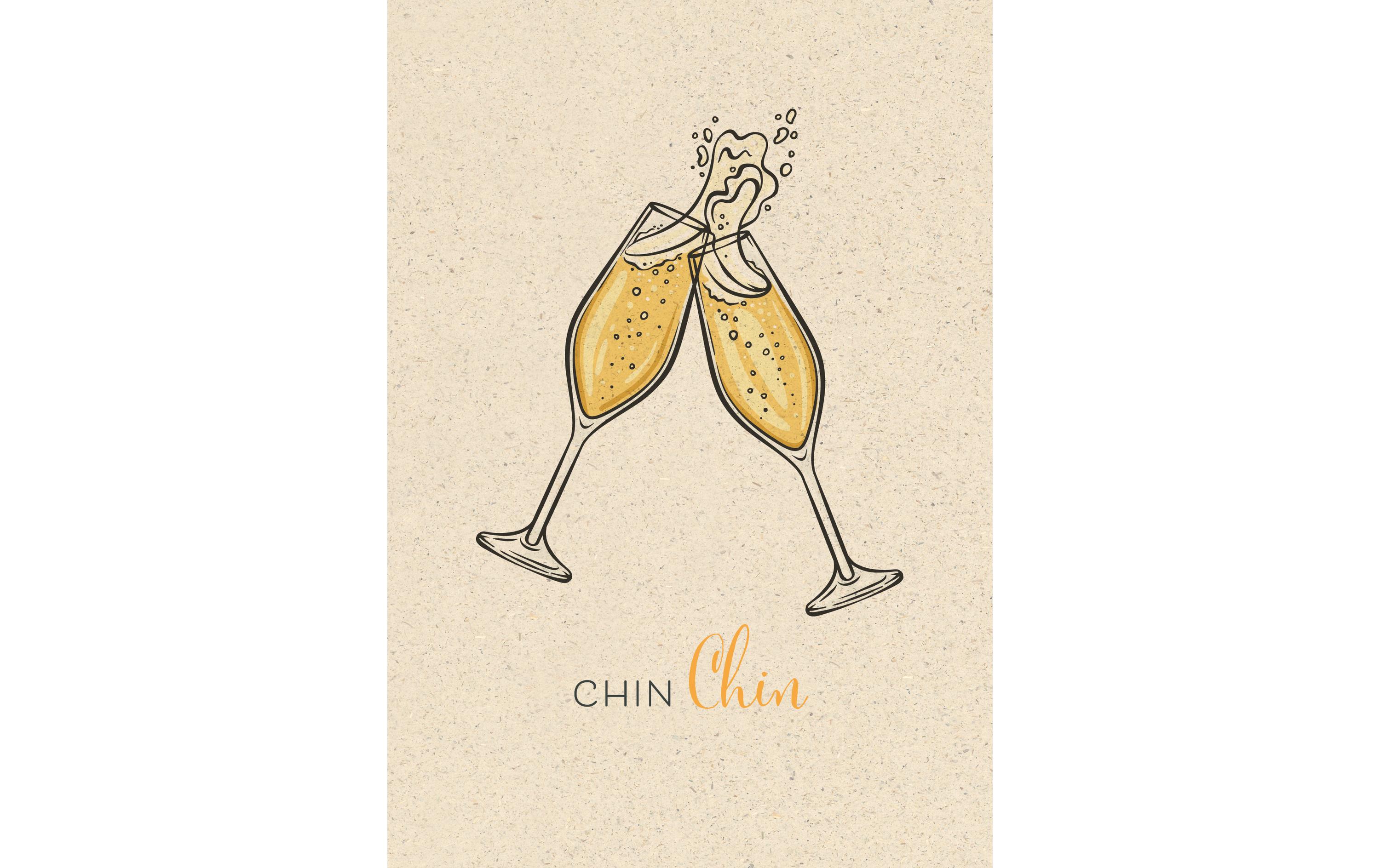 Glückwunschkarte Chin Chin 12.2 x 17.5 cmGraspapierkarte