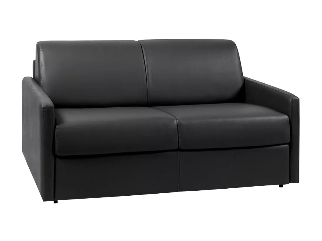 Canapé 2 places convertible express en simili noir - Couchage 120 cm - Matelas 22 cm CALIFE