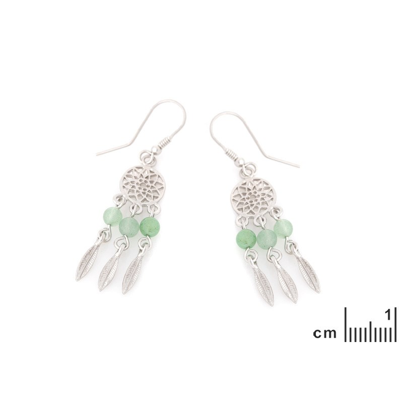 BOUCLES D'OREILLES AVENTURINE ARGENT