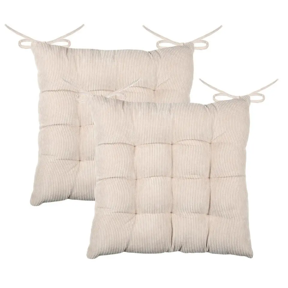 Stof Textile stoelkussen - creme beige - 38 x 38 x 5 cm