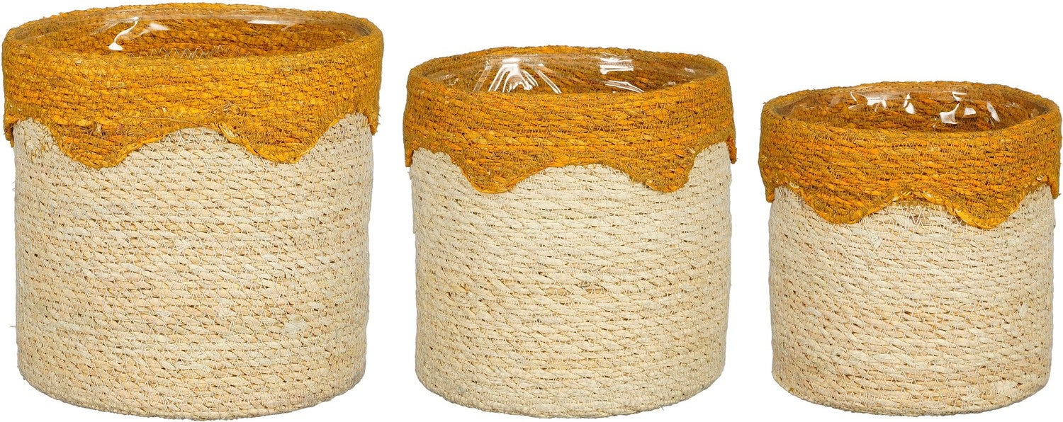 Mica Decorations plantenmand Ella geel D 16 H 16 cm