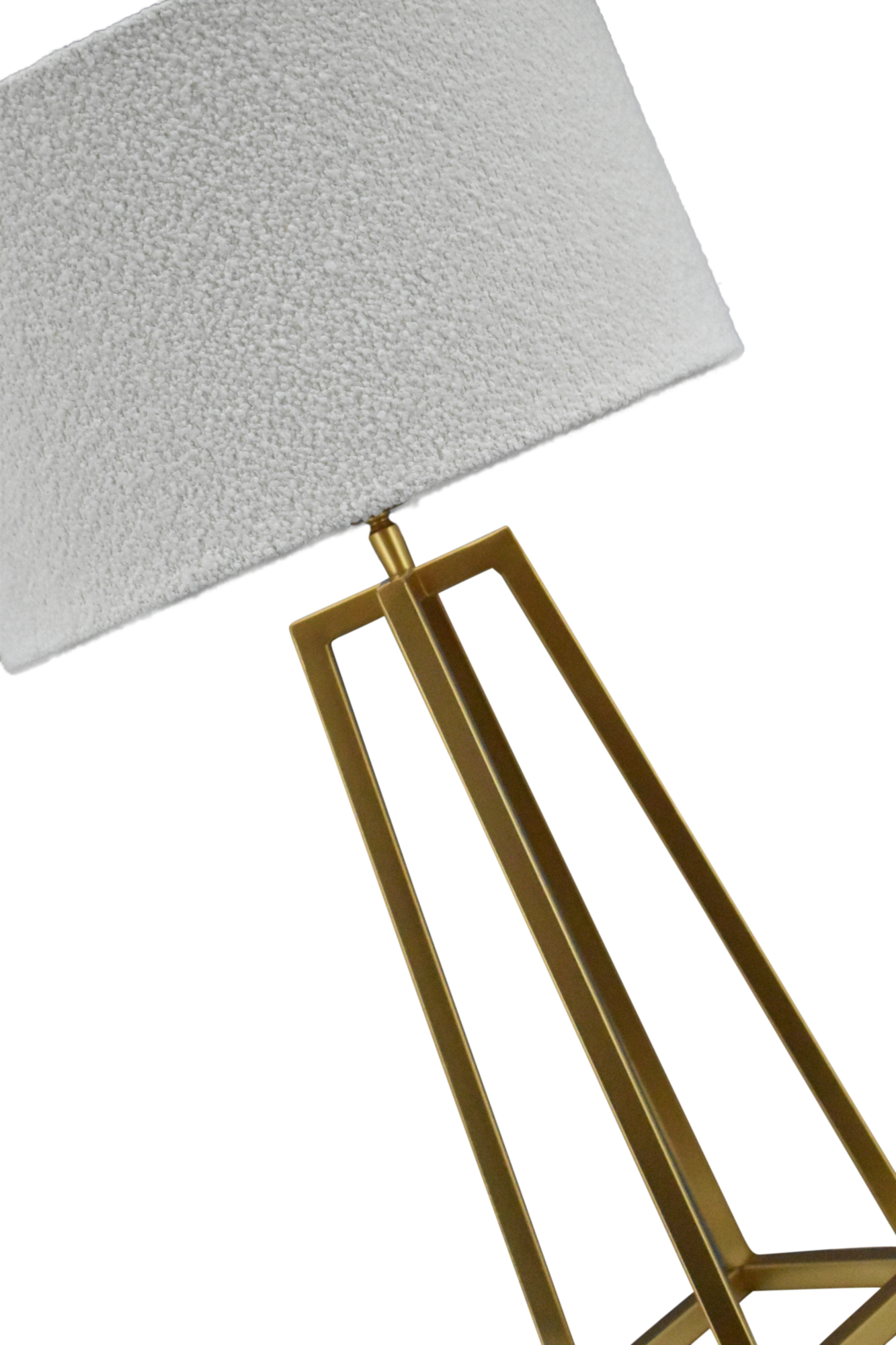 Tafellamp Lorenzo large gold + kap Cilinder 35x35x22cm Bouclé blanc ( witte binnenkant )