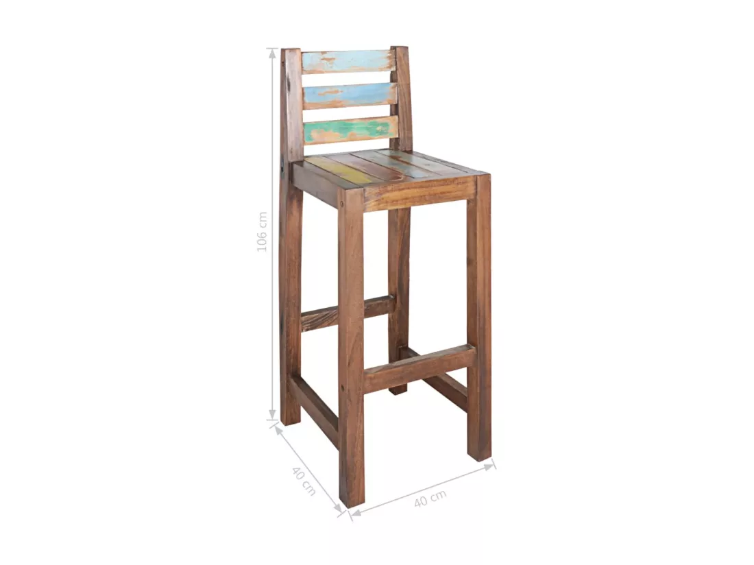 Tabourets de bar lot de 2 bois massif de récupération
