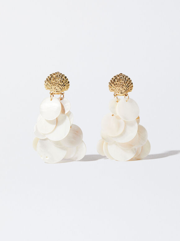 Brincos de pressão com concha - Branco