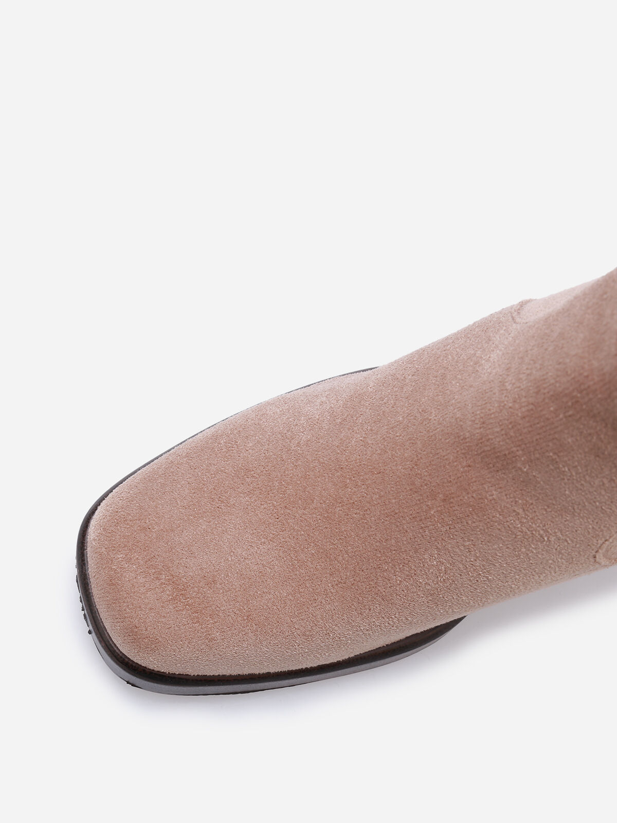 Bottines en suédine à bout et talon carrés- Taupe