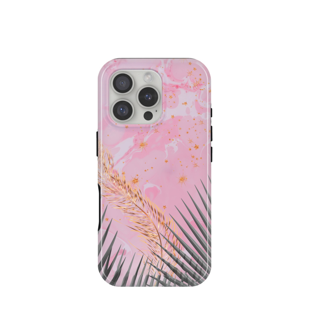iPhone 16 Pro Hybrid (Kunststoff / Gummi) Hülle Tropenglanz - Rosa