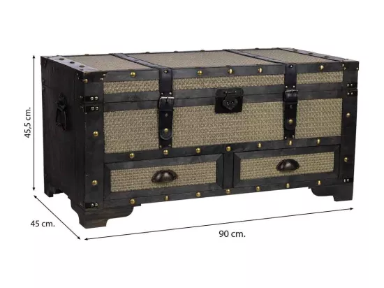 Coffre en bois marron 90x45x45,5