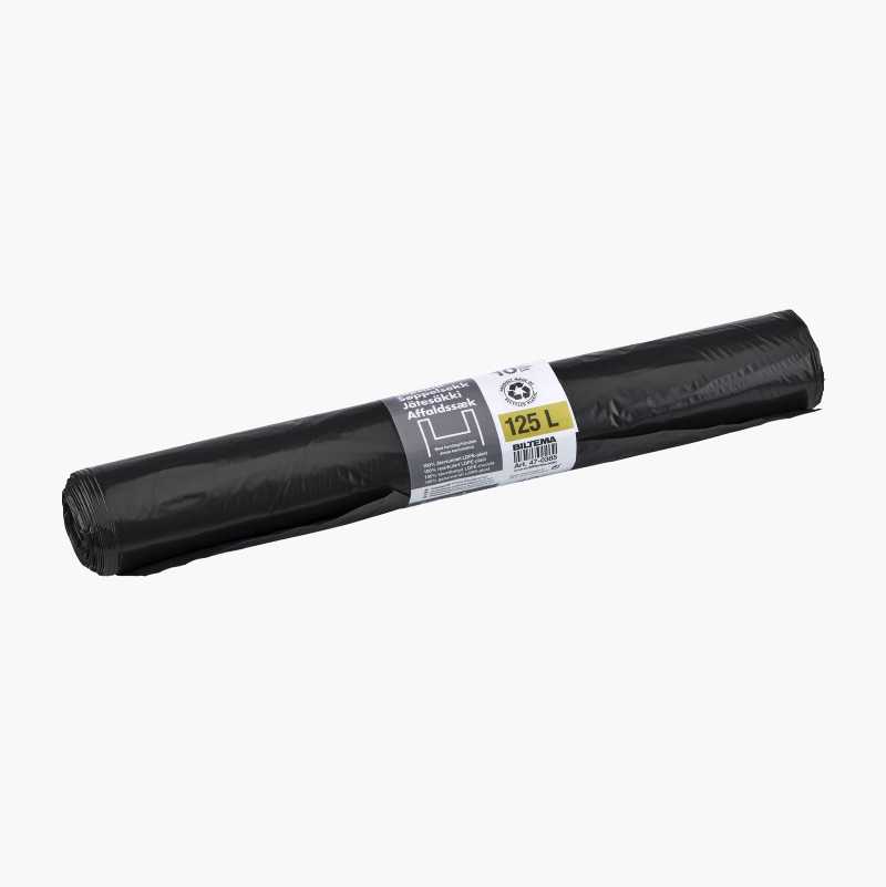 Søppelsekk 125 liter, svart, 10-pakning