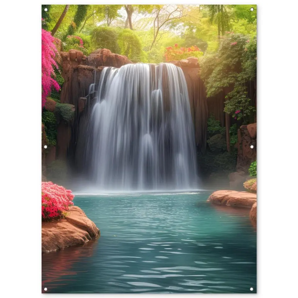 MuchoWow Tuinposter 120x160cm Waterval Natuur Planten Jungle