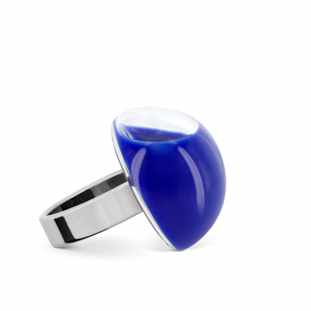 Bague en verre soufflé - Dome Mini Milk