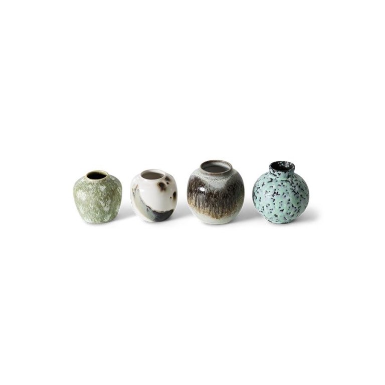 HKliving 70's Ceramic vaas set van 4 Canyon
