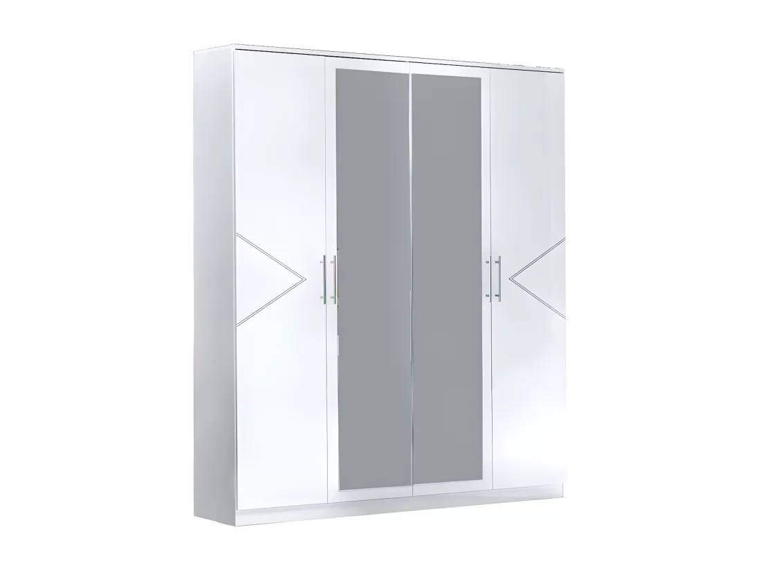 Chambre complète 140x190 Blanc brillant - LADABI
