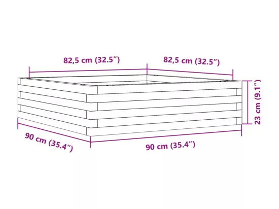 Jardinière bac lit surélevé bois marron 90 x 90 x 23 cm 02_0038043