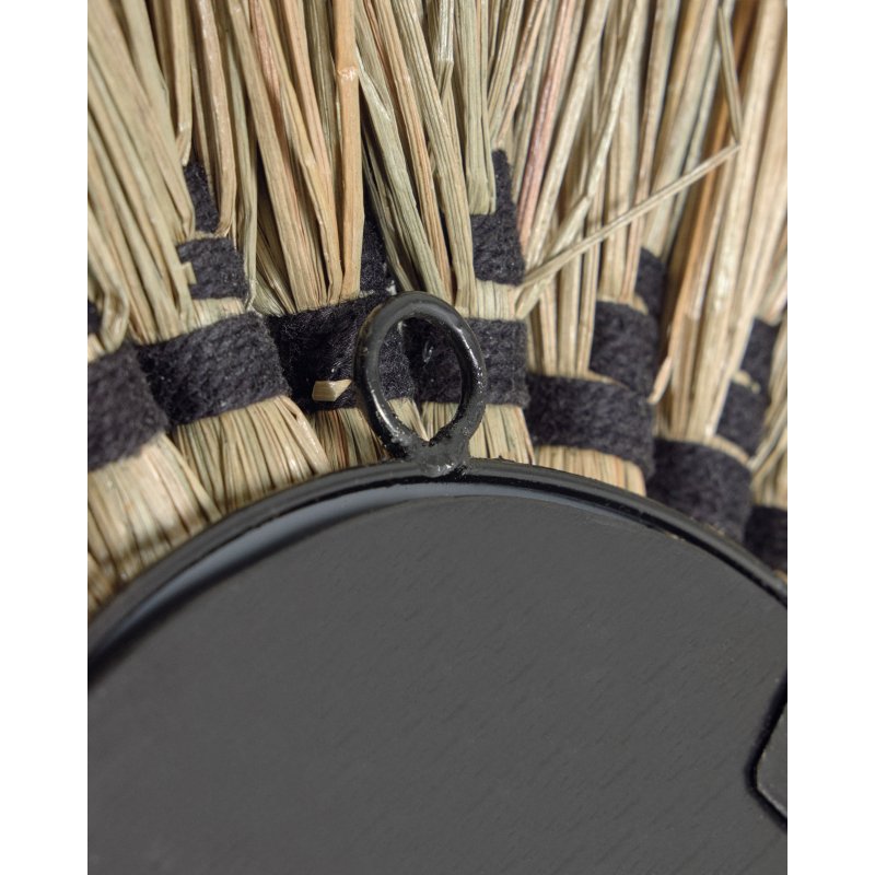Miroir rond Akila fibres naturelles vert et corde coton noir  Ø 40 cm