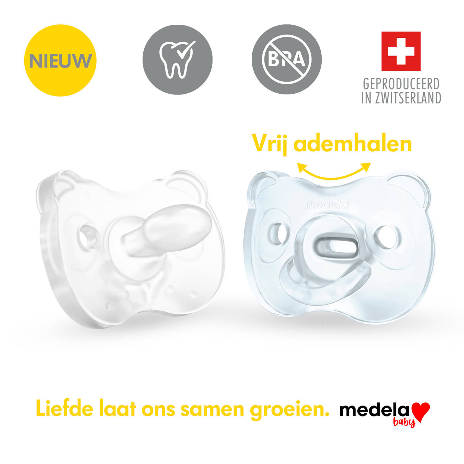 Medela Baby fopspeen Soft Silicone 0-6m soft blue/transp(2 stuks)