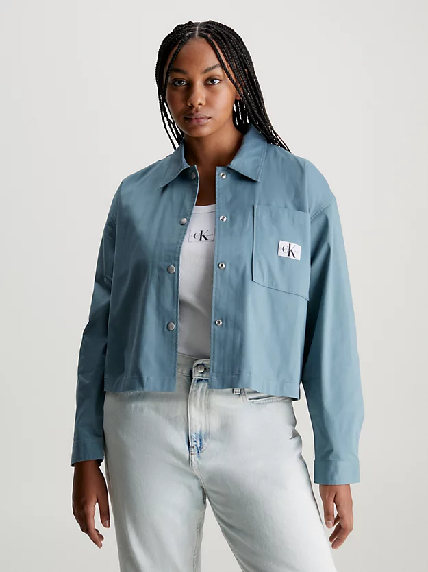 Jaqueta camisa de algodão com modelagem relaxada