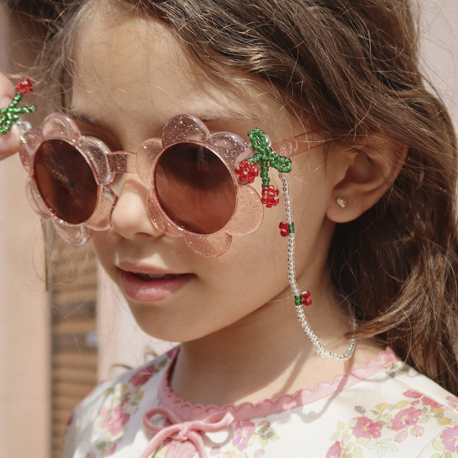 Brillenband Bead Chain Cherry Multi