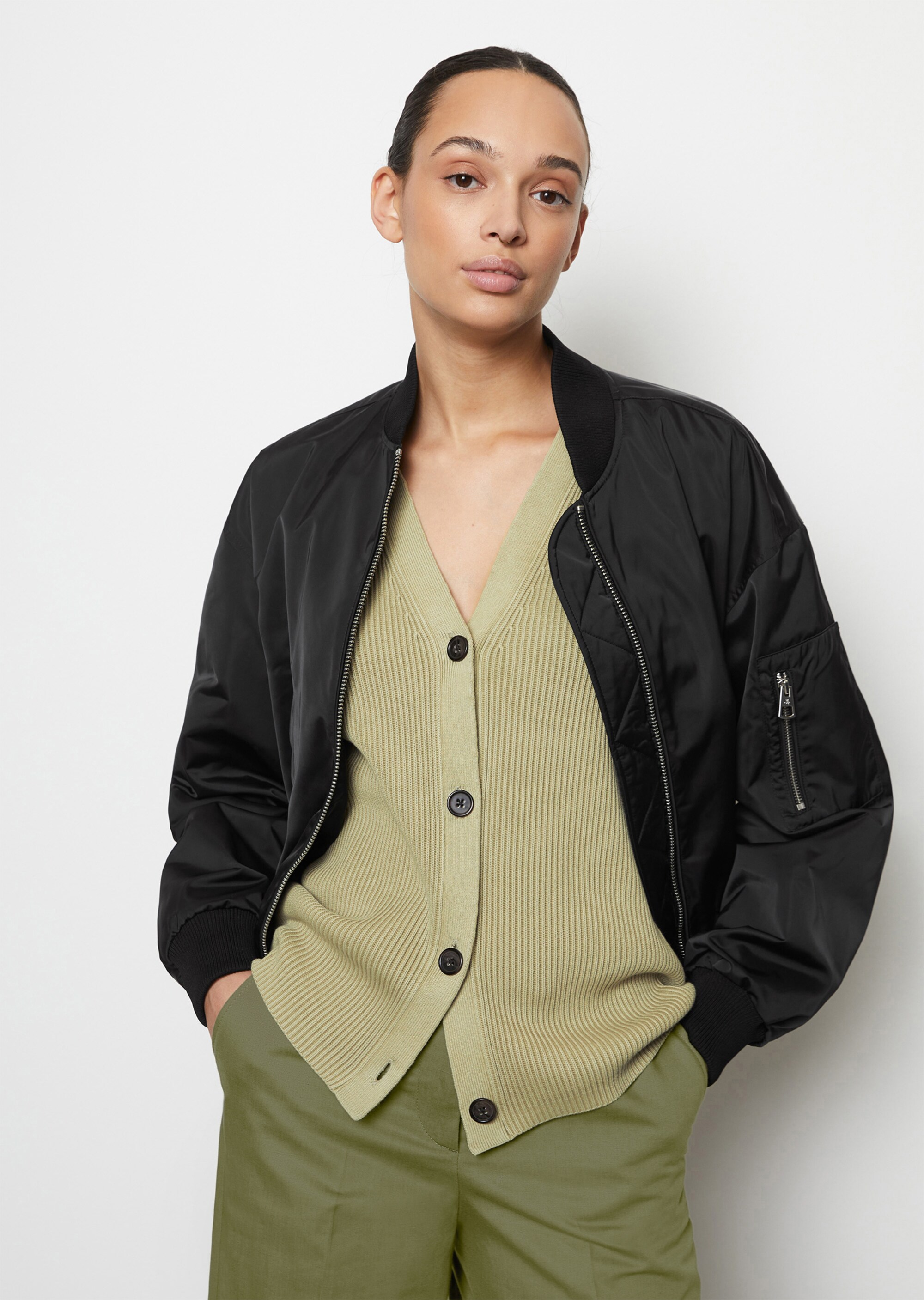 Blouson im Aviator-Stil regularaus recyceltem Polyester-Twill