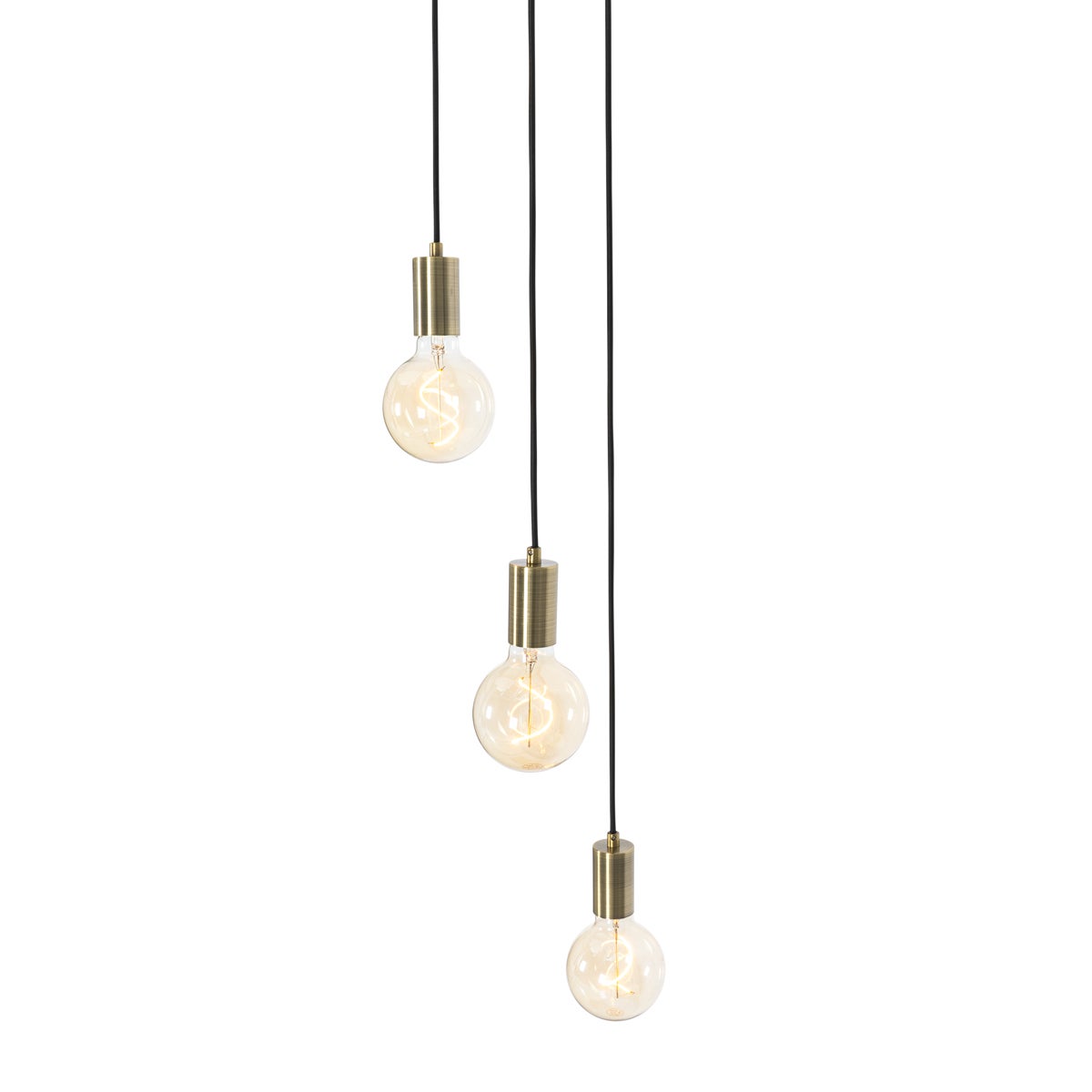 Industriële hanglamp brons 3-lamps - Facil