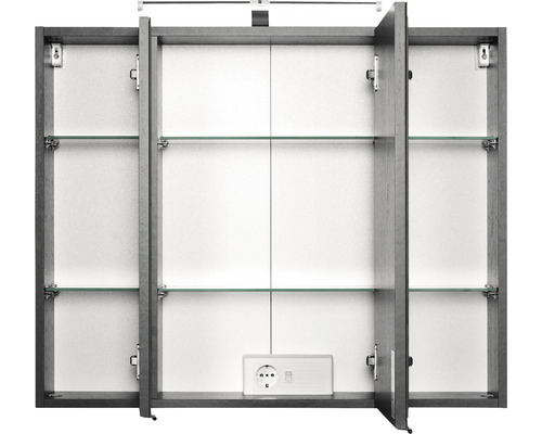 Held Furniture spiegelkast 80 x 20 x 66 cm donkergrijs 3-deurs 004