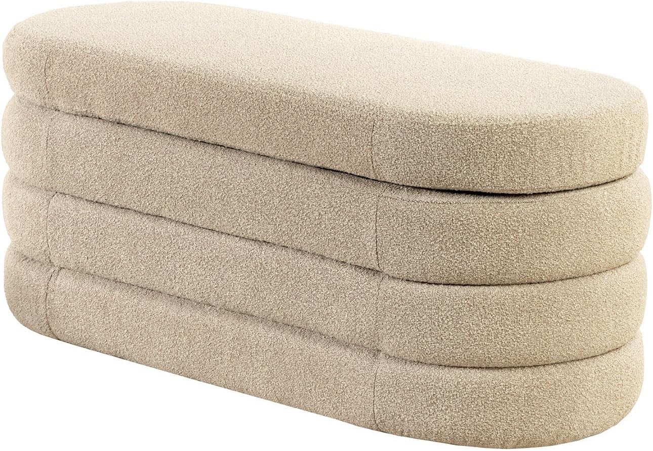 Riess Ambiente Extravagante Polsterbank Vogue - 115cm - Taupe - Bouclé - Sitzbank mit Stauraum