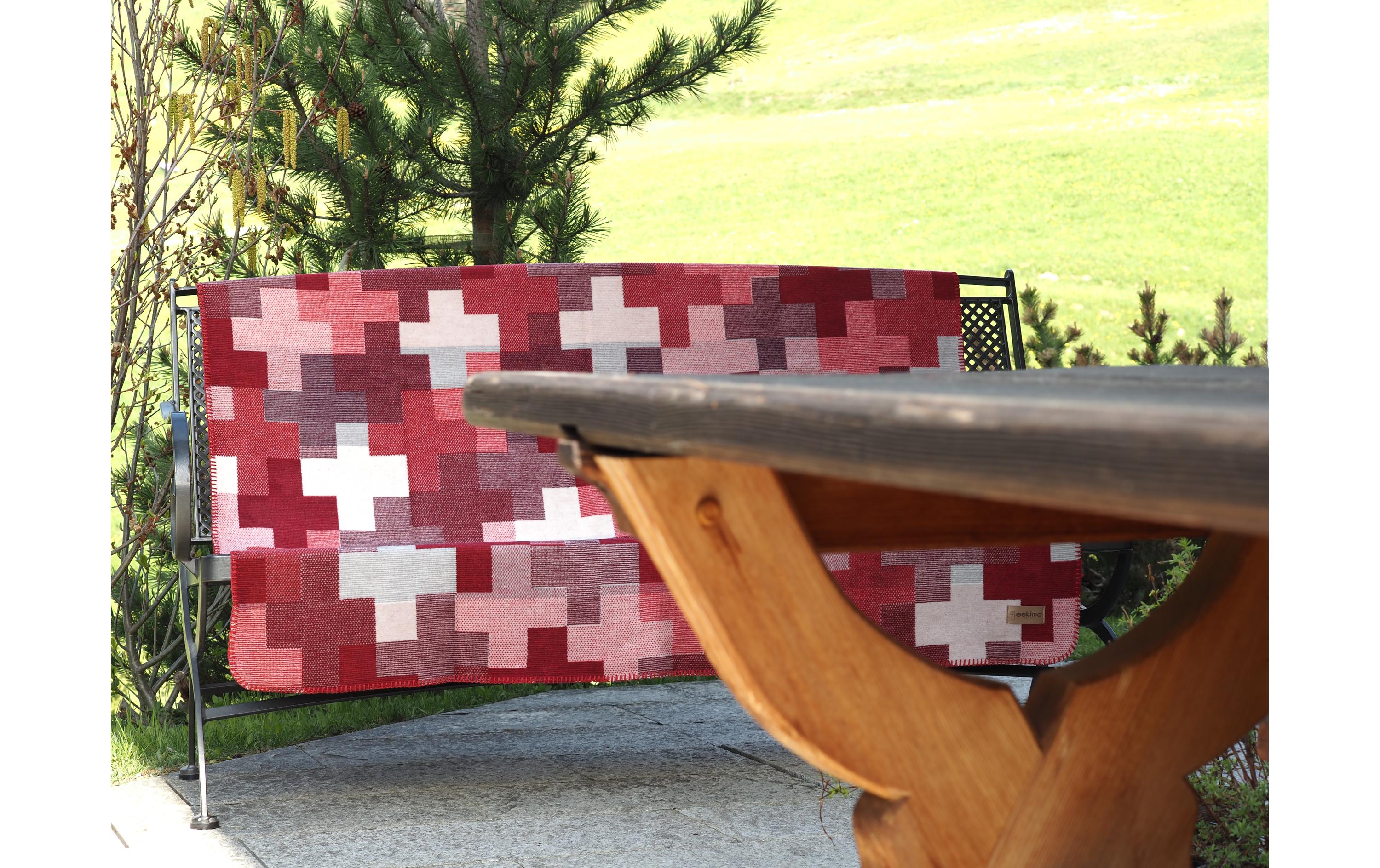 Decke Swiss Art Schweizer Kreuz 150 x 200 cm, Rot/WeissTagesdecke mit Motiv