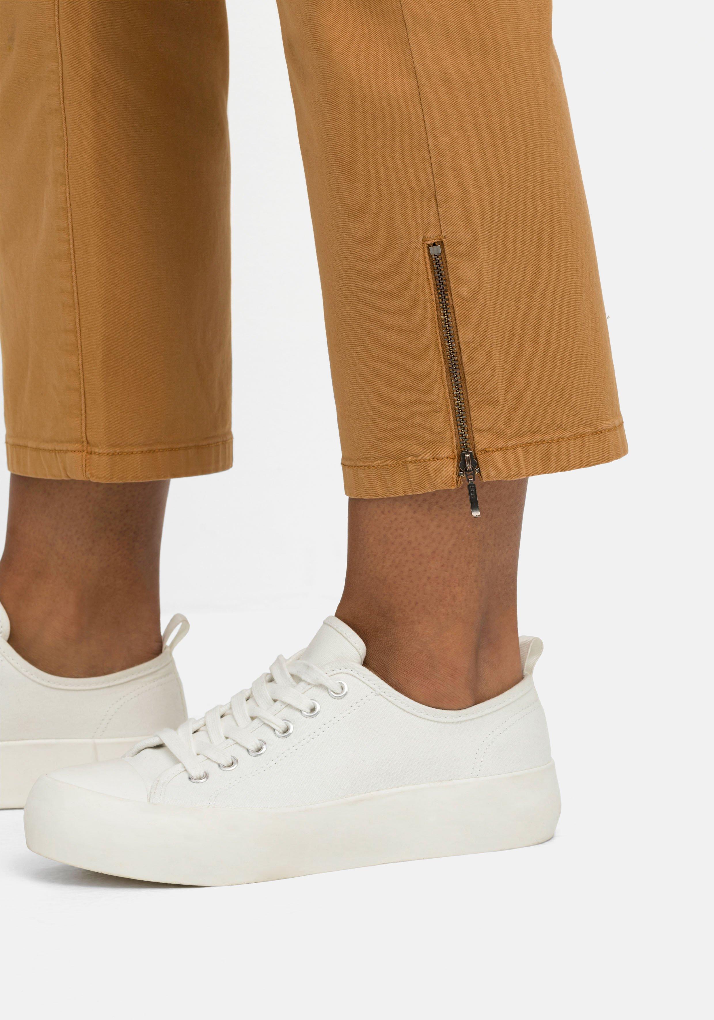 Schmale Twill-Hose in 7/8-Länge, mit Zipper-Details