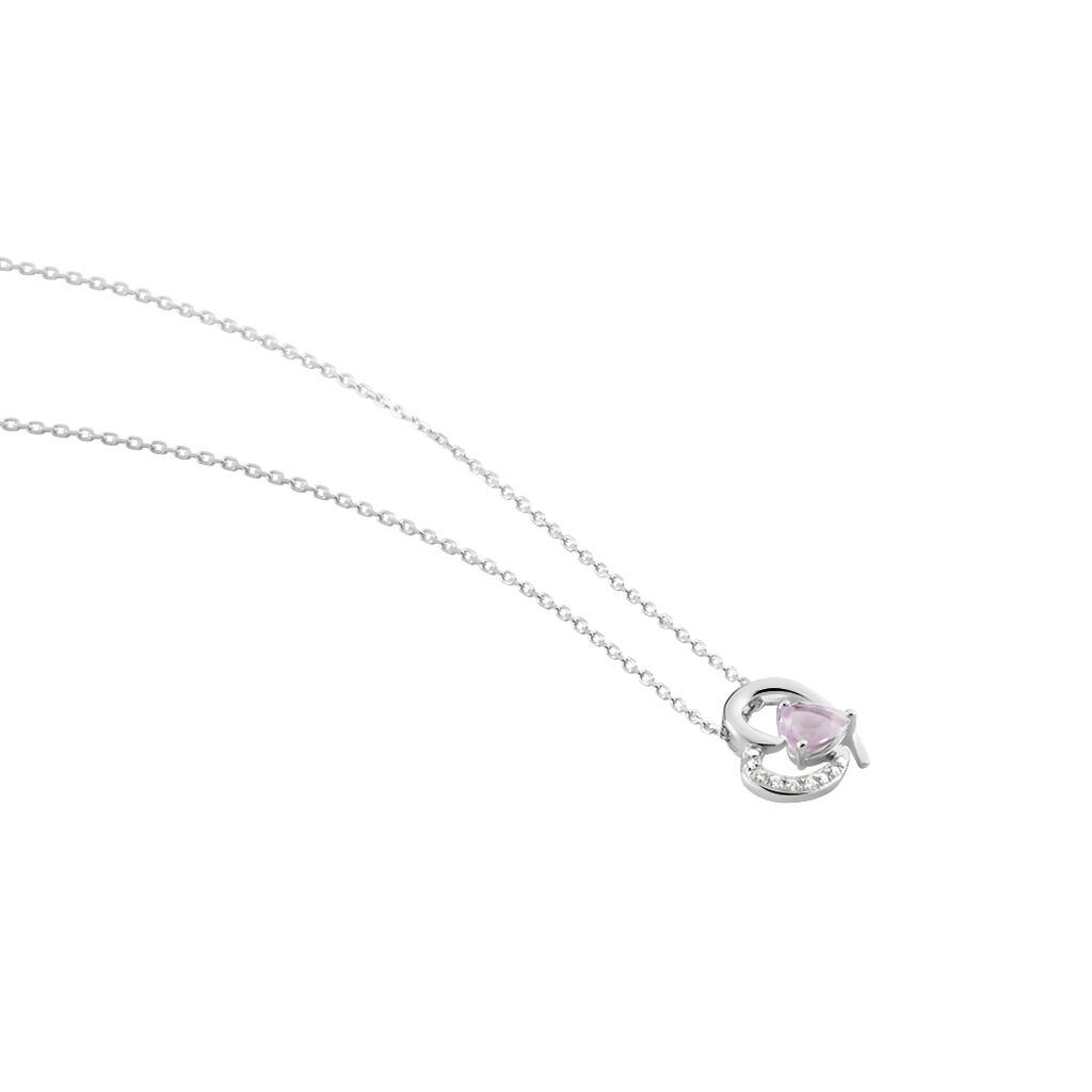 Collier Eliana Or Blanc Amethyste Et Oxyde De Zirconium