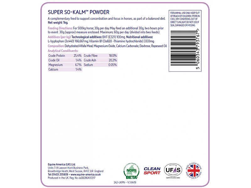 Super So Kalm Equine America Powder 1 kg