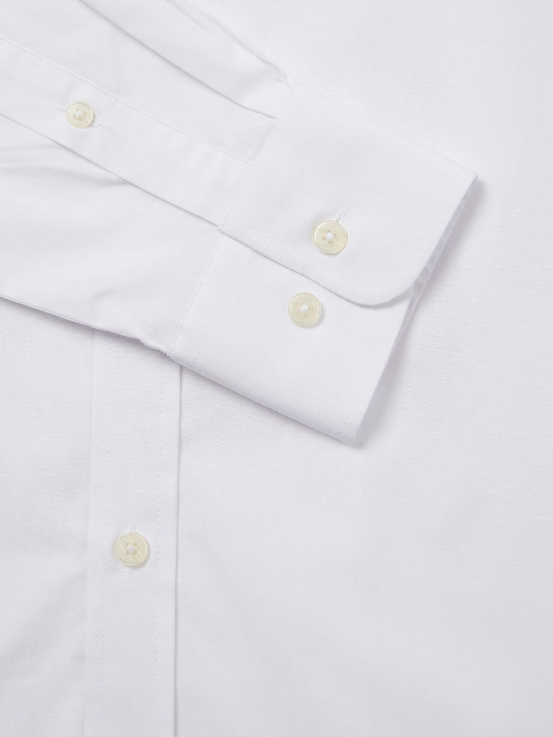 Wit - Duchamp poplin herenoverhemd met stretch