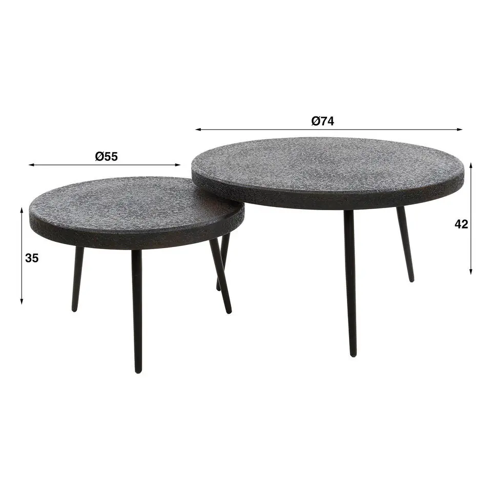 Hoyz Collection - Salontafel Drop Shape - 3D Zwart Bruin - Set van 2