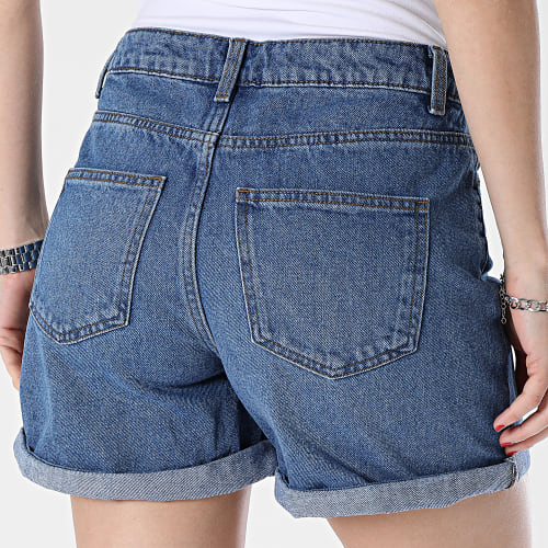 Short Jean Femme Smiley Bleu Denim