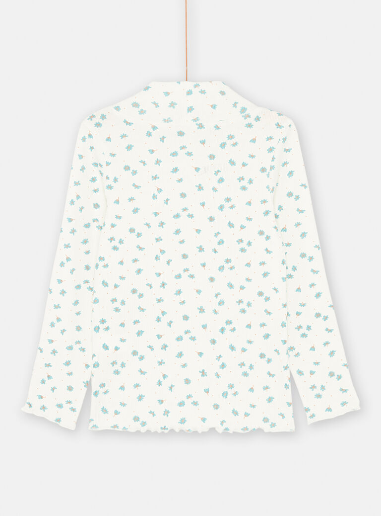 Sous-pull écru à imprimé fleuri pour fille