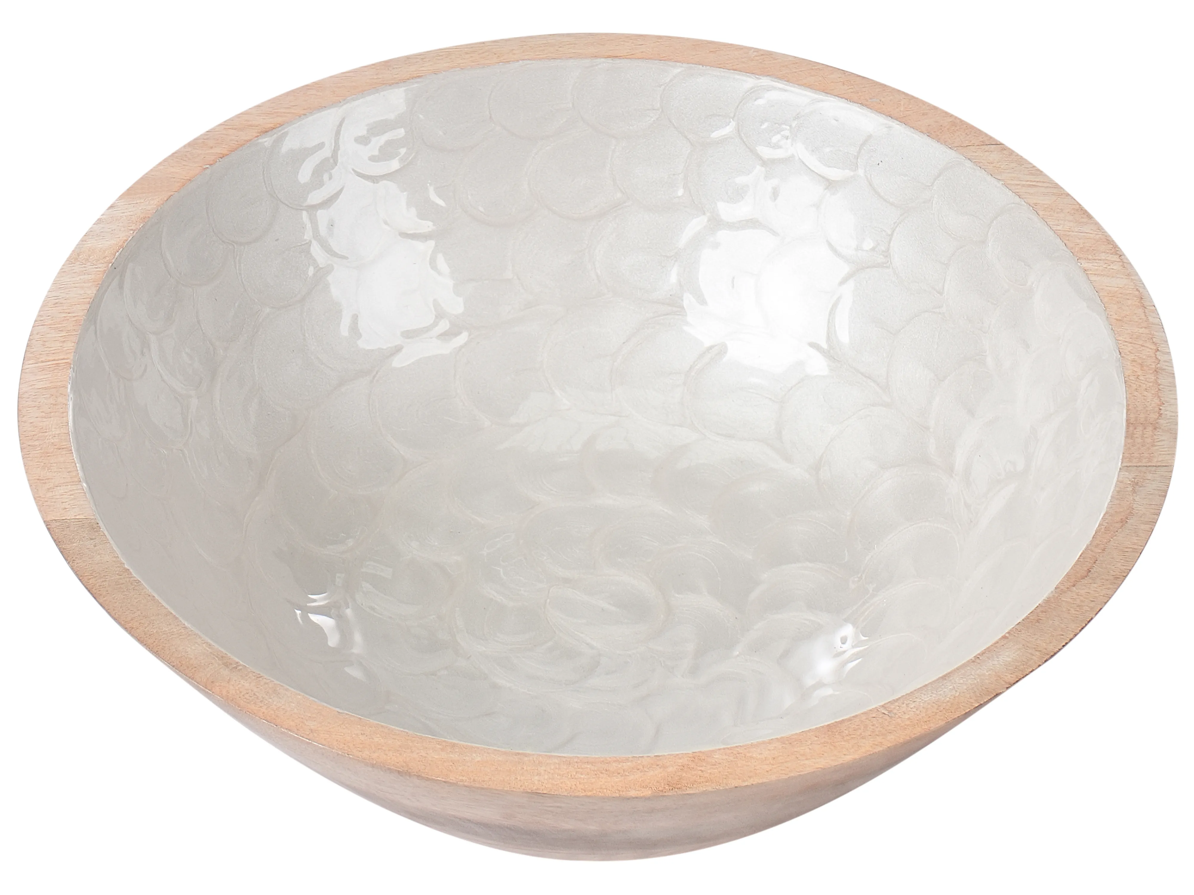 Set van 2 decoratieve schalen ARISH Mangohout Bruin/wit