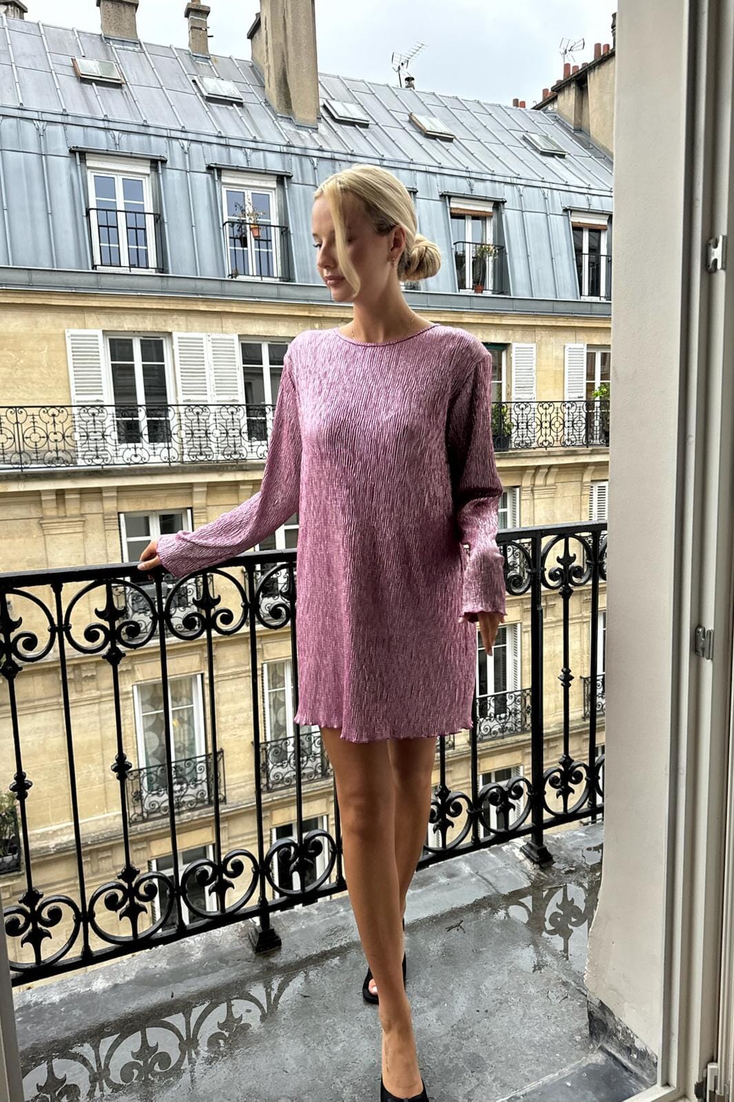 BYIC Kellyic Plissé Dress A23352 pinkg pink glitter