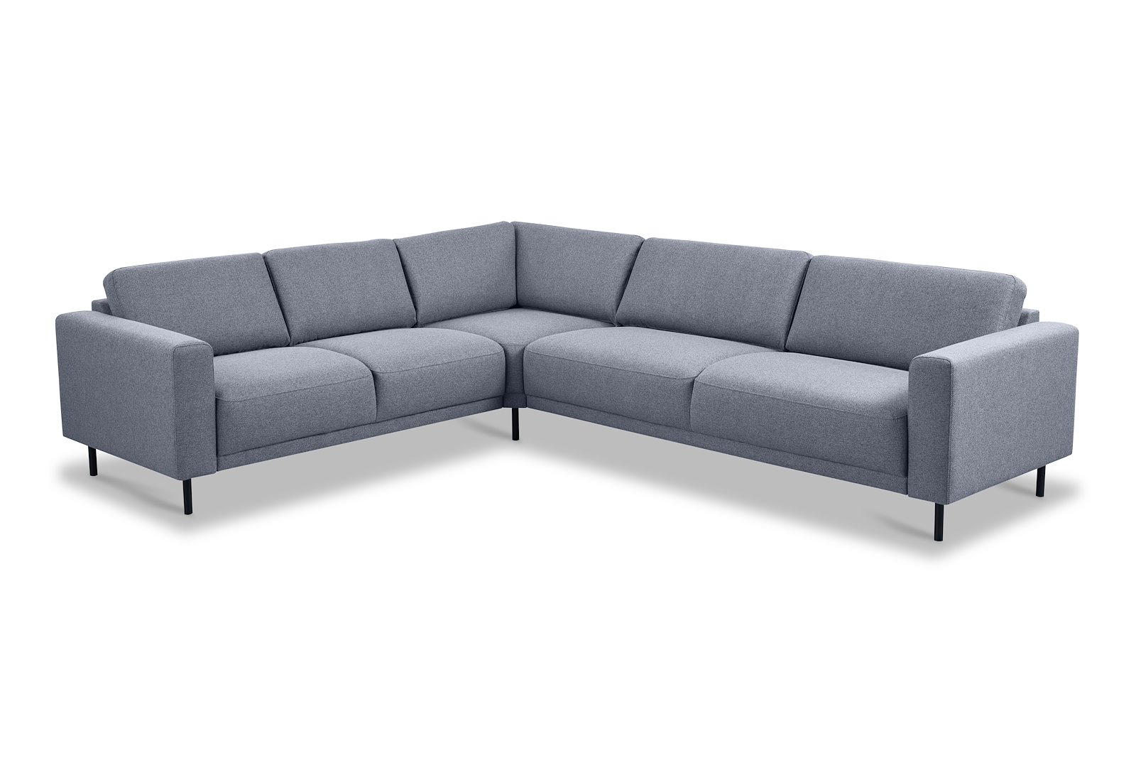Portland hjørnesofa 23 Tekstil Herby 35 Grey med sorte ben
