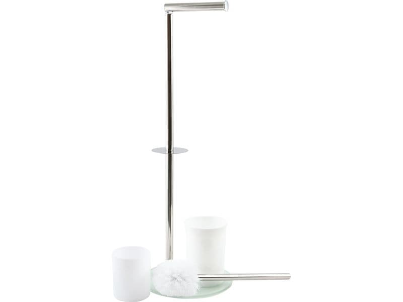 MSV Toilettengarnitur Weiss WC-Garnitur mit Glasfuss