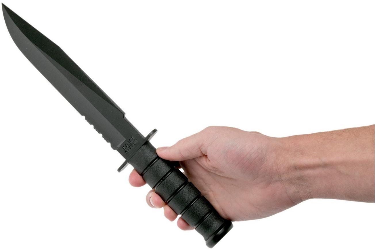 KA-BAR Fighter 1271 deels gekarteld, vaststaand mes, kydex foedraal