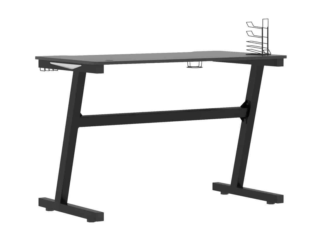 Bureau de jeu à LED en forme de Z Noir 110x60x75 cm
