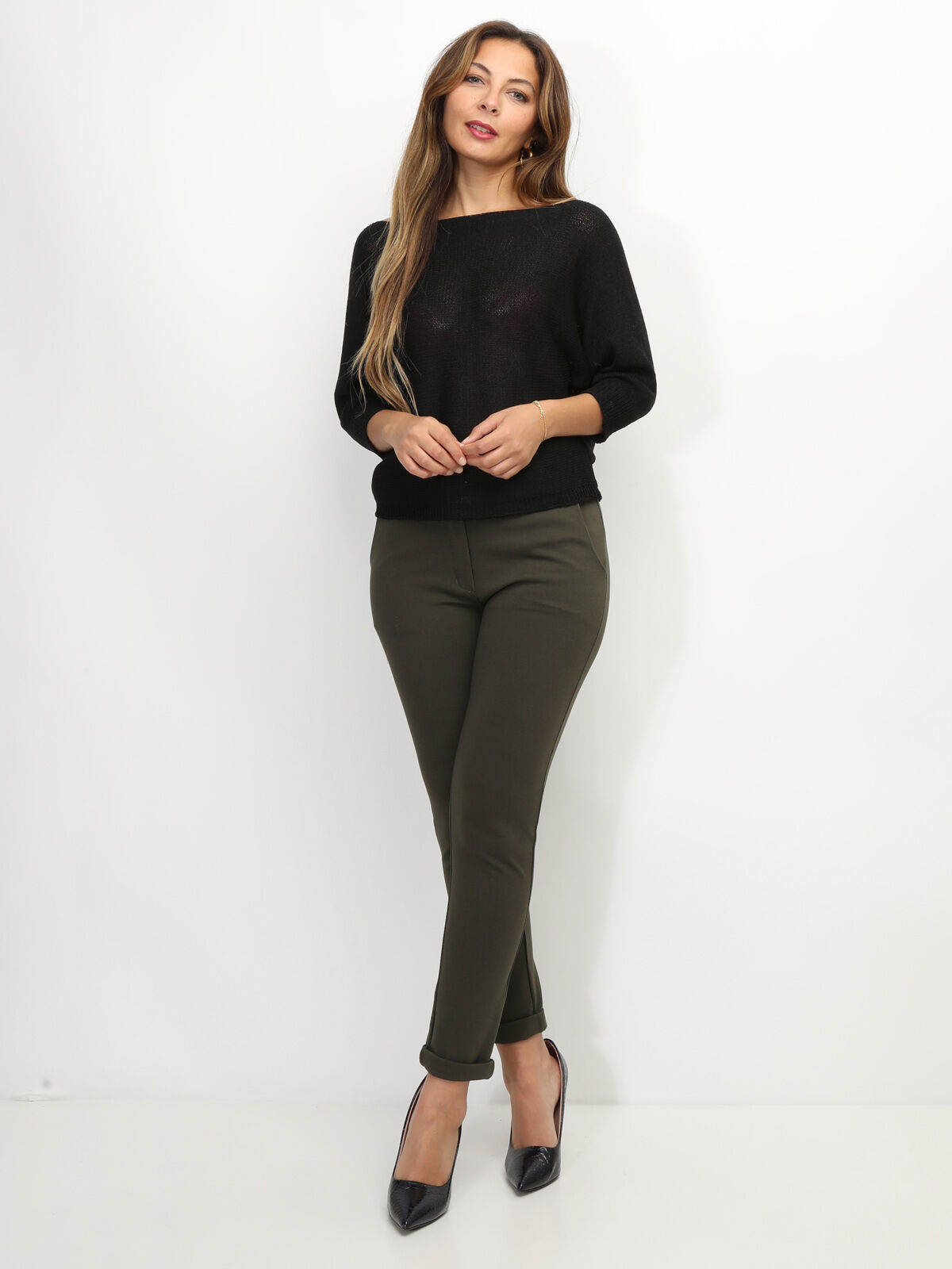 Pull chauve-souris à ruban- Noir