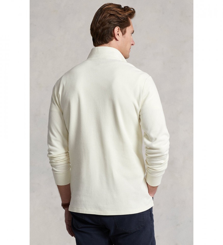 Suéter gola alta bege com zíper da Ralph Lauren
