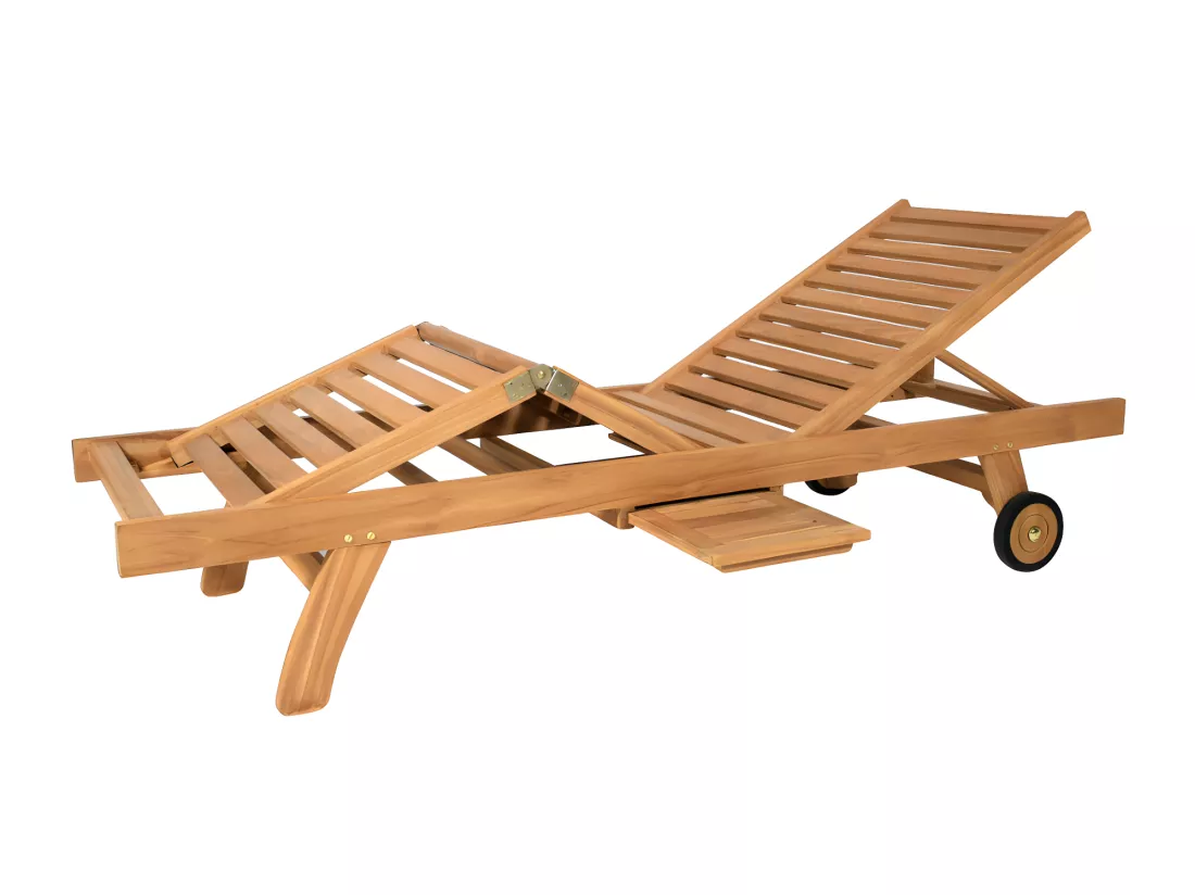 Lot de 2 bains de soleil multipositions en teck - Naturel clair - BYBLOS II de MYLIA