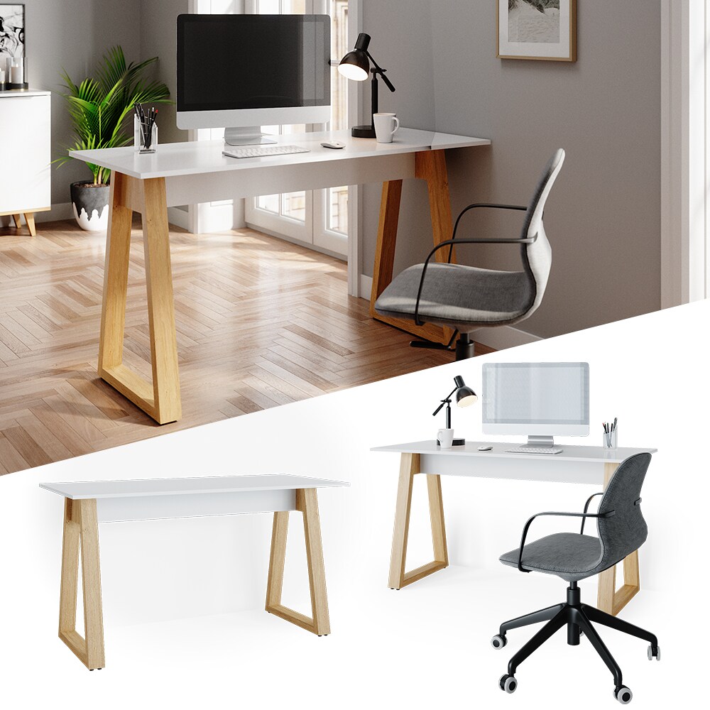 VICCO Schreibtisch Nautica Computer Bürotisch PC Arbeitszimmer weiß Eiche Skandi