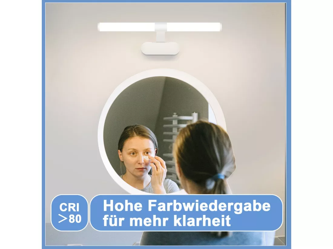 NETTLIFE Lampe de miroir LED 40CM 6W Etanche IP44 Moderne Blanc Neutre 4000K Blanc