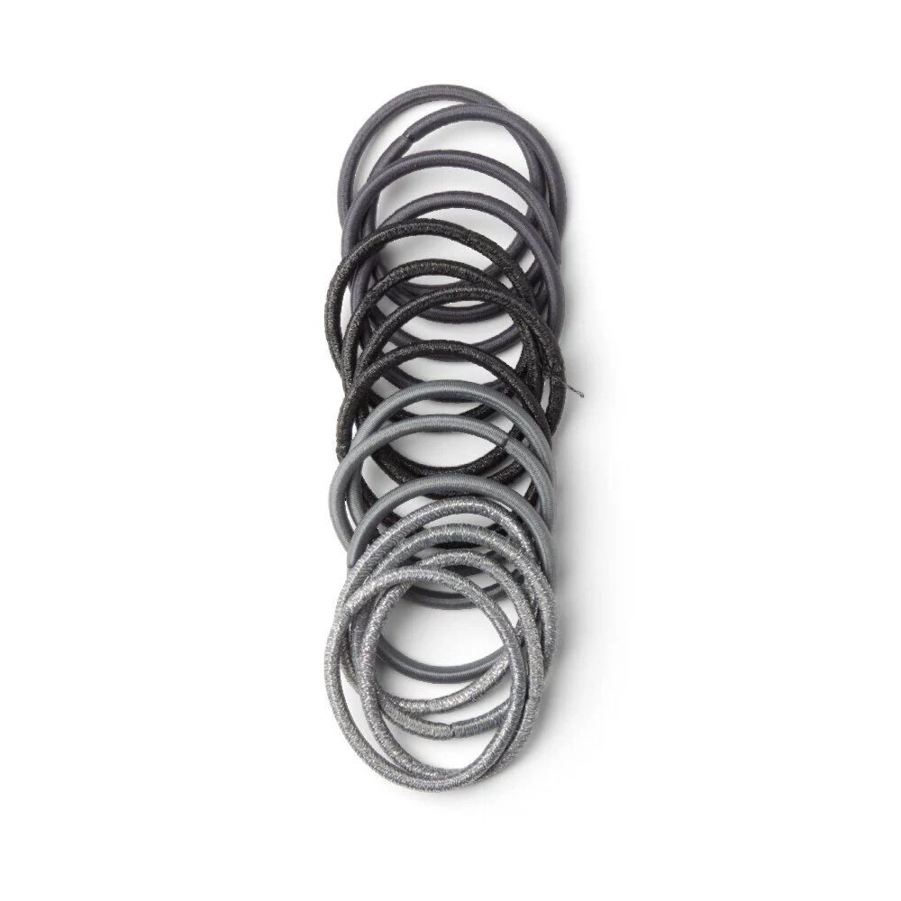 Lot de 15 élastiques sans métal gris et noir