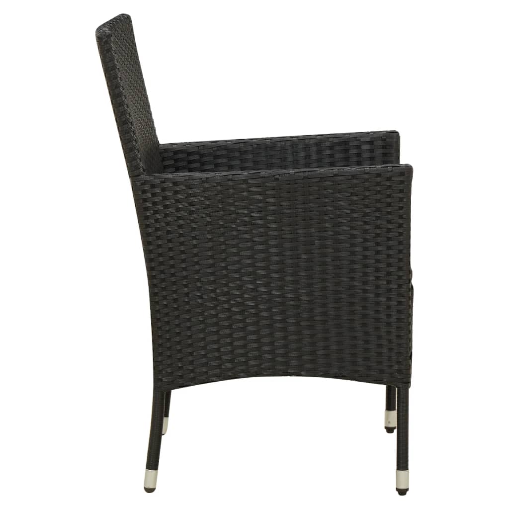 Mobilier à dîner de jardin 5 pièces et coussins résine tressée noir
