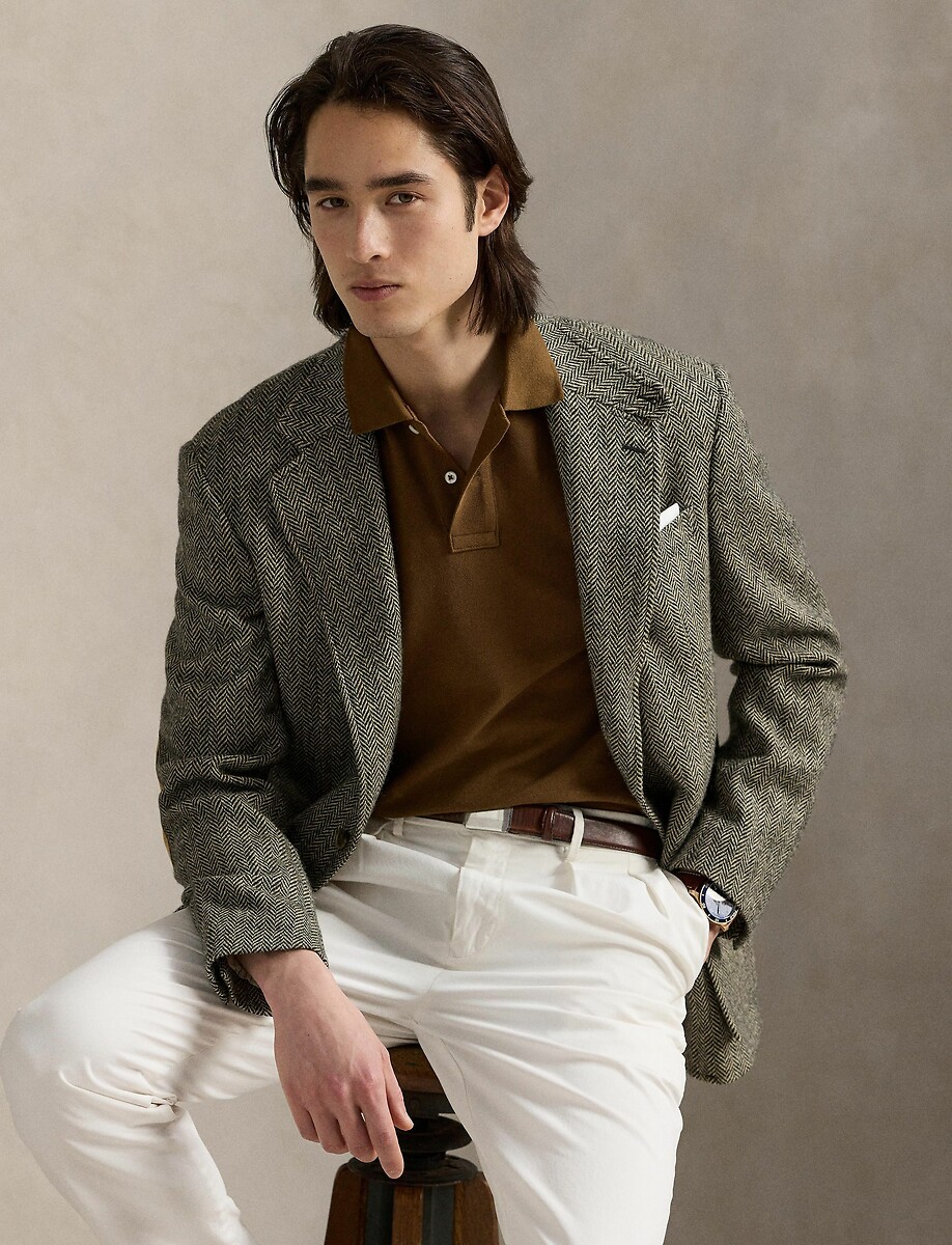 POLO RALPH LAUREN<br>Camisa polo reta de algodão com bordado de jogador de pônei